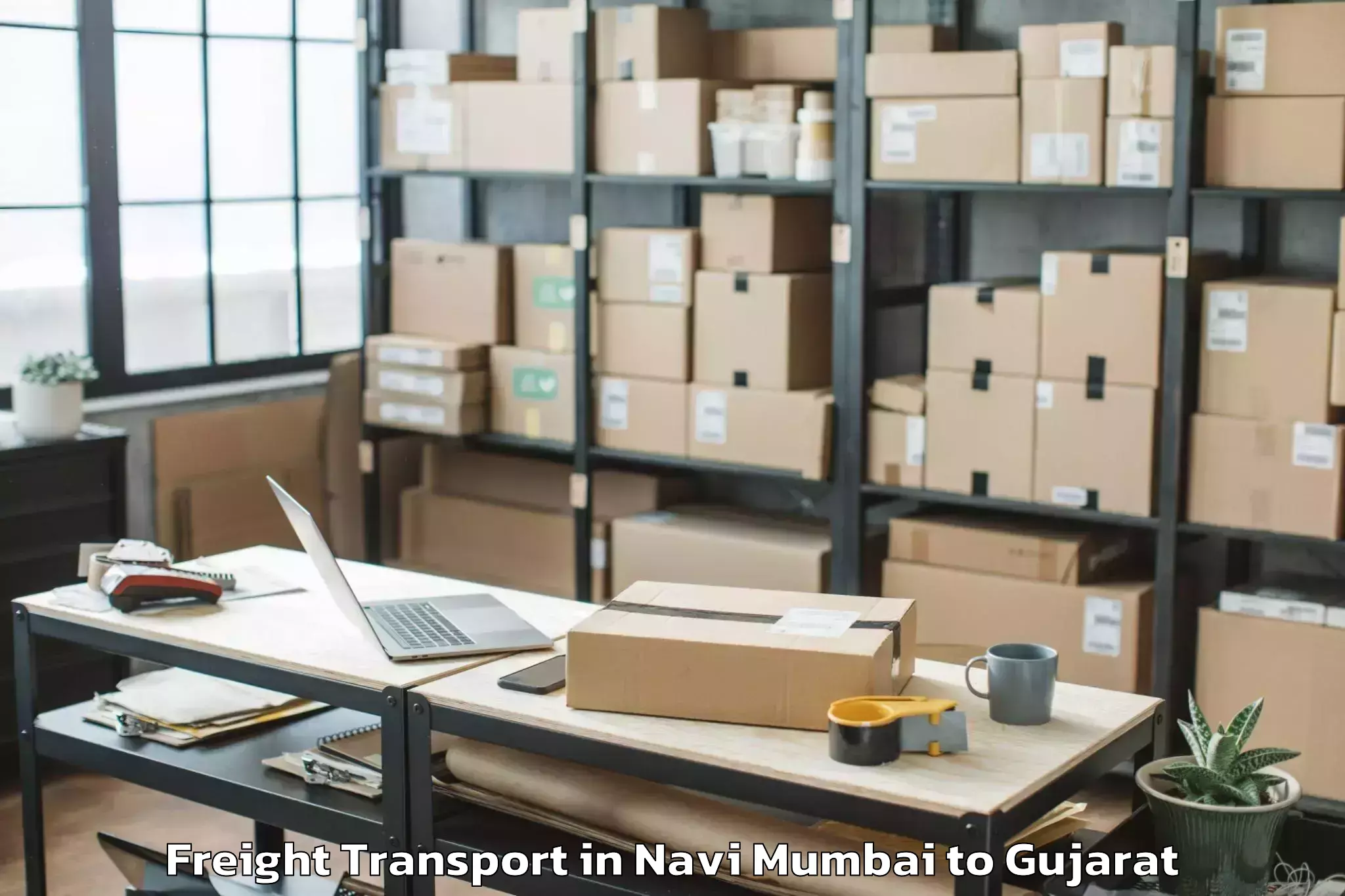 Top Navi Mumbai to Crystal Mall Rajkot Freight Transport Available